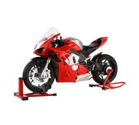 V4R - Modelo de motocicleta Track Edition de aleación dinámica, escala 1/6, bicicleta de simulación coleccionable con luces de encendido, sonido de motor, spray de humo, estilo de fibra de carbono