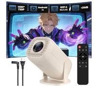 V5 Mini Proyector Android 14 Proyector Portatil,WiFi 6 + BT 5.2,1280 * 720P Projector Portable para TV/Teléfono/Ordenador portátil/Altavoz,Rotación de 180° Videoproyector para Cine en casa