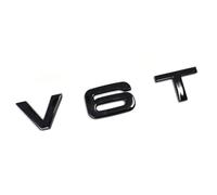 V6T Emblema de plástico con parte trasera adhesiva de espuma (V6T negro brillante)