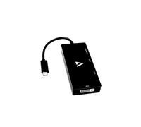 V7 Adaptador DisplayPort USB-C (m) a VGA (f), HDMI (f), DVI (f), 1080p, para PC y Mac, color negro