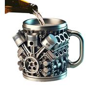 V8 Engines - Taza de acero inoxidable | Taza de café con forma de motor de 6.3 pulgadas | Taza de acero inoxidable | Vasos aislados duraderos para bebidas frías y calientes en el garaje, viajes o