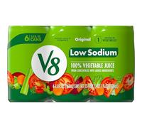 V8 Jugo de verduras 100% original bajo en sodio, lata de 160 ml (paquete de 6)