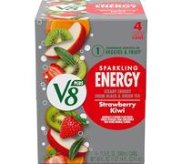 V8 +SPARKLING ENERGY Bebida energética de fresa y kiwi, hecha con jugos de verduras y frutas reales, lata de 11.5 onzas (paquete de 4)