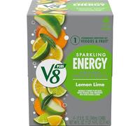 V8 +SPARKLING ENERGY - Bebida energética de limón y lima, hecha con jugos de verduras y frutas reales, lata de 11.5 onzas (paquete de 4)