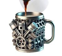 V8 - Taza de café de acero inoxidable con diseño de motor, taza de café de regalo con diseño creativo de motores de coche, taza divertida de motores de coche, taza de té de café frío caliente para