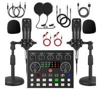 V8s para 2, cambiador de voz V8s con micrófono de podcast BM-800, micrófono condensador de estudio perfecto para podcasting, grabación, canto, transmisión y juegos