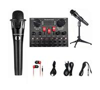 V8S - Tarjeta de sonido en vivo con 8 modos BT con control de ruido, 6 botones ajustables, Plug and Play, recargable para grabación, transmisión, actuaciones en escenario, música, compatible con