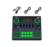 V9SJ Live Sound Card - Cambiador de voz con 12 escenas y efectos electrónicos, mezclador auditivo con 2 micrófonos para cantar