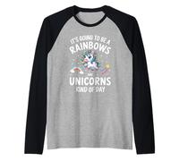 Va a ser un Unicornio Divertido arcoíris y Unicornios Camiseta Manga Raglan