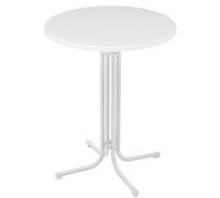 VA-Cerulean Mesa alta redonda blanca plegable, 110 cm de alto, 80 cm de diámetro, mesa de café, mesa de té, mesa de bistró, resistente a la intemperie, para jardín, balcón, terraza