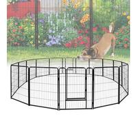 VA-Cerulean Puppy Run Parque para Perros con 2 Puertas 16 Piezas 65x80cm Jaula Interior y Exterior de Malla metálica Negra para Conejos, Gatos y Cachorros