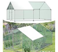 VA-Cerulean Recinto para gallineros con cerradura, gallinero con cerradura, acero galvanizado con techo de sombra de polietileno, pajarera para jaula de pollos, animales pequeños, jaula de pájaros, 3