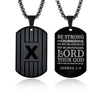 VA JENT Collar con etiqueta de letra para hombre para mujer, collares de placa de perro A-Z para hombre, acero de titanio, colgante negro, regalos religiosos para él, Acero inoxidable, Sin piedra