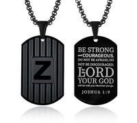 VA JENT Collar con etiqueta de letra para hombre para mujer, collares de placa de perro A-Z para hombre, acero de titanio, colgante negro, regalos religiosos para él, Acero inoxidable, Sin piedra