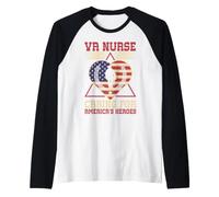 Va Nurse Americas Heros Merica Bandera de Estados Unidos Patriot Veterans Day Camiseta Manga Raglan
