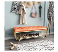 vA5cM7rK Banco de Entrada Banco de Zapatos, Banco zapateros for Entrada, Almacenamiento 2 Niveles con cojín, Metal(Orange,100 * 35 * 45cm)