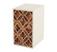 vA5cM7rK mesita de Noche del Dormitorio Mesita de Noche con Dos cajones, Panel Bicolor, Mango Dorado pequeño for Almacenamiento en Dormitorio(Blanco)