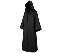 VAAT Disfraz de Halloween para adulto, capa de disfraz de carnaval, sudaderas con capucha, capa de cosplay, ropa medieval, abrigo de caballero (negro-L)