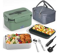 Vabaso Fiambrera eléctrica de 100 W con compartimentos de fruta, caja de almuerzo caliente para adultos con bolsa de almuerzo aislada, contenedor de 1,8 l de gran capacidad 304 SS, a prueba de fugas,