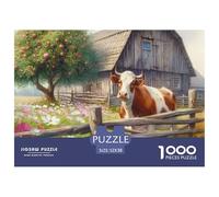 Vaca 1000 Piezas Juego de Puzzle Vaquita Linda Colorido y Detallado Escena Un Gran Relleno Festivo para a Partir de 10 Años Juego de Puzzle para Toda la Familia 52x38cm/