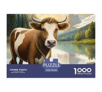 Vaca 1000 Piezas Juego de Puzzle Vaquita Linda Colorido y Detallado Escena Un Gran Relleno Festivo para a Partir de 10 Años Juego de Puzzle para Toda la Familia 70x50cm/