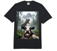 Vaca asustada T Rex Selfie Dinosaurio Granja Meme Humor Divertido Comfort Colors Adult Heavyweight T-Shirt