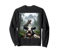 Vaca asustada T Rex Selfie Dinosaurio Granja Meme Humor Divertido Sudadera