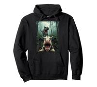 Vaca asustada T Rex Selfie Dinosaurio Granja Meme Humor Divertido Sudadera con Capucha