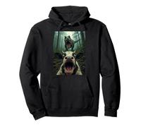 Vaca asustada T Rex Selfie Dinosaurio Granja Meme Humor Divertido Sudadera con Capucha