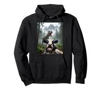 Vaca asustada T Rex Selfie Dinosaurio Granja Meme Humor Divertido Sudadera con Capucha