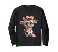 Vaca atrevida con Gafas Lindo diseño de Personajes de Dibujos Animados de Animales Manga Larga