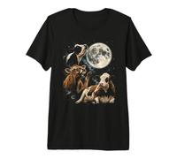 Vaca Aullando en la Luna Vintage 90s Retro Farm Country Camiseta Premium