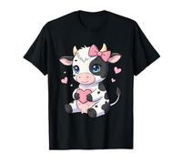 Vaca blanca negra rosa coqueta arco vaca ganado vacuno granjero vaca Camiseta