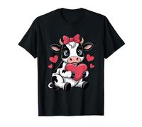 Vaca blanca negra rosa coqueta arco vaca ganado vacuno granjero vaca Camiseta