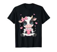 Vaca blanca negra rosa coqueta arco vaca ganado vacuno granjero vaca Camiseta
