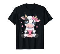 Vaca blanca negra rosa coqueta arco vaca ganado vacuno granjero vaca Camiseta