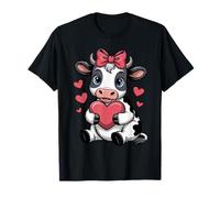Vaca blanca negra rosa coqueta arco vaca ganado vacuno granjero vaca Camiseta