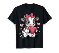 Vaca blanca negra rosa coqueta arco vaca ganado vacuno granjero vaca Camiseta