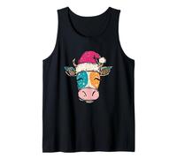 Vaca Colorida con Sombrero de Papá Noel Navidad Camiseta sin Mangas