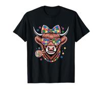 Vaca Colorida de Las Tierras Altas con Arco Rompecabezas Camiseta