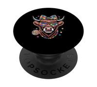 Vaca Colorida de Las Tierras Altas con Arco Rompecabezas PopSockets PopGrip Adhesivo
