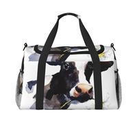 Vaca con una Flor de Margarita,Bolsas Deportivas, Bolsos de Viaje Deportivos Cruzados de Mano, Bolsas de Viaje de Gran Capacidad para Mujeres y Hombres.