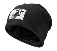 Vaca con una Flor de Margarita,Gorro de Punto Tipo gofre, Gorro de Invierno de poliéster con Forro Polar cálido para Hombres y Mujeres.