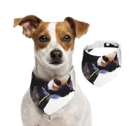 Vaca con una Flor de Margarita,Pañuelos de algodón para Perros, Bufandas Ajustables para Mascotas,S