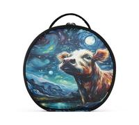 Vaca De Dibujos Animados Luna Acuarela Bolsa de Maquillaje Organizador de Circular Cosméticos Bolsas Creatividad con Divisor Ajustable para Mujeres