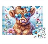 Vaca de Dibujos Animados Puzzle para Adultos Puzzle de 1000 Piezas Gafas en Forma de Corazón Juego de Puzzle 1000 Piezas Relajante Hogar Regalo 70x50cm/1000pcs