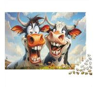 Vaca de Dibujos Escena Pastoral Puzzle de 1000 Piezas Puzzle para Adultos Papel Relajante Familiar Decoración Regalo 52x38cm/1000pcs