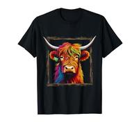 Vaca de las Tierras Altas Colorido Arte Animal Gráfico Camiseta