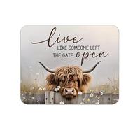 Vaca De Las Tierras Altas De Granja Vive como Si Alguien Hubiera Dejado La Puerta Abierta Alfombrilla para Ratón Pequeña Alfombrillas De Mouse Base De Goma Alfombrilla Raton para Pc 25X30Cm