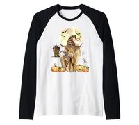 Vaca de Las Tierras Altas de Halloween con Becerro Espeluznante Vaca Escocesa Camiseta Manga Raglan